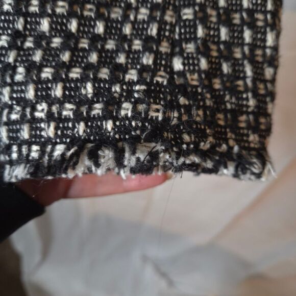 Eddie Bauer Blazer Women's M Wool Blend Black White Textured Open Front Jacket - Picture 4 of 9